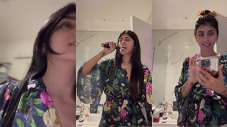 Mia Khalifa red lingerie shower