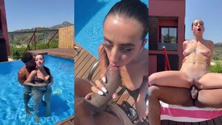 HelloLimoon  Sextape Outdoor Fuck With Troy's BBC By The Pool