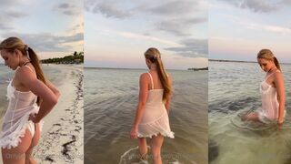 Caroline Zalog Nude Beach Wet See Through Onlyfans Video