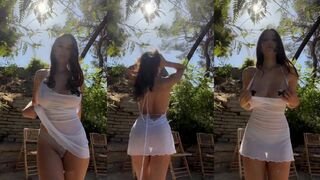 Sophie Mudd White transparent dress, hot as fuck