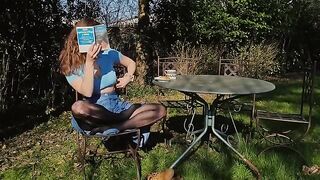 Reading Outdoors In Pantyhose